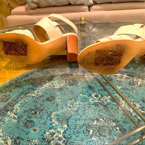 ✨Via Spiga✨ Cream Double Strap Sandal W/Chunky Heel - Picture 7 of 7
